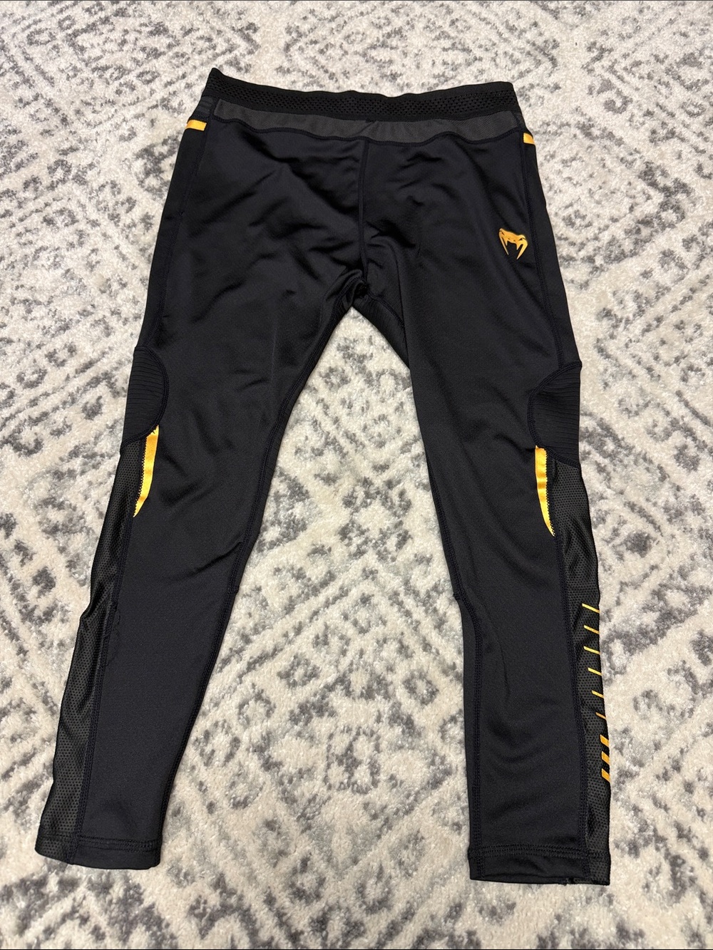 Venum Athletic Compression Leggings with Yellow Accents